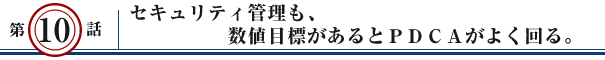 第10話：セキュリティ管理も、数値目標があるとＰＤＣＡがよく回る。
