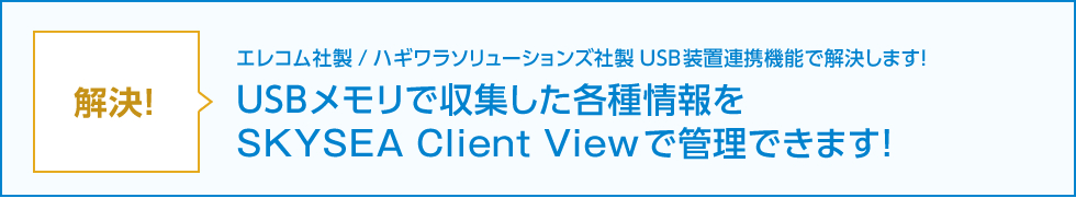 解決！USBメモリで収集した各種情報をSKYSEA Client Viewで管理できます！